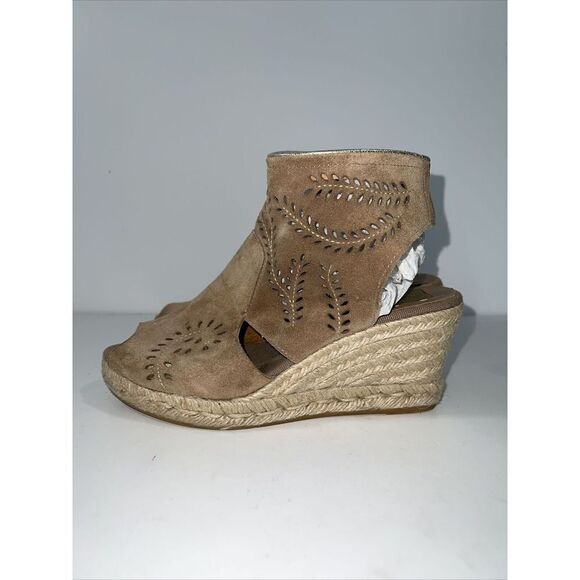 Kanna Leather Espadrilles Open Toe Wedges Women’s 37 6 1/2 Tan Bohemian Classic - Picture 7 of 12
